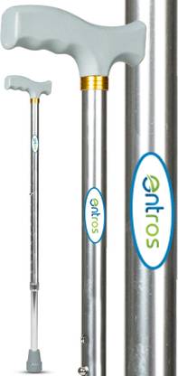 Entros Premium Hight Adjustable Aluminum Single L-Shaped Folding Walking Stick - KL920L (Silver) Walking Stick