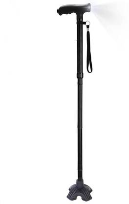 MCP Halo-01 Series Big Shoe Quadripod with LED Light Black Walking Stick