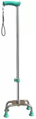 Tanish 4 Leg C Green Walking Stick Chrome Height Adjustable Men/Women Walking Stick