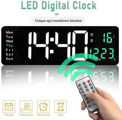 rich mart Digital 15 cm X 16 cm Wall Clock