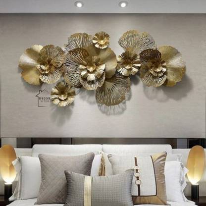 DecorWishes Decor Wishes Metal Wall Decor For Living Room Metal Wall Art Gold Flower