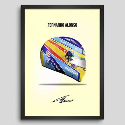 LAMRON Fernando Alonso Helmet Flag Wall Decoration Art Framed Poster