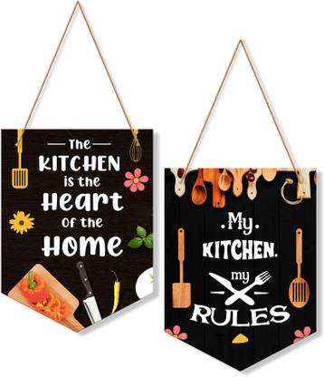 Artvibes Wooden Wall Hanging Decorative Item For Home Decoration Kitchen Decor(WH_7101N) Pack of 2