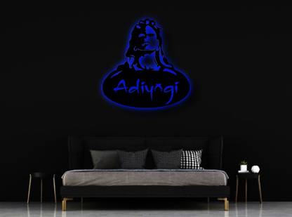 SS DESIGN Adiyogi Led Logo For Wall Decor | Multicolor Led Logo | Home Decor Lamp