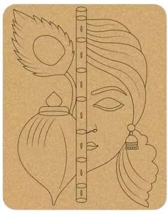 jai shree shyam collection Krishna mdf with flute design on Round Mdf Plain Wood Boards