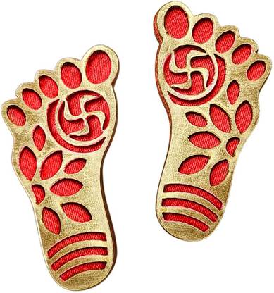 Shubhanjali Wooden Shri Maa Lakshmi Charan Paduka 1 Pair Laxmi Feet Charan Paduka for Diwali