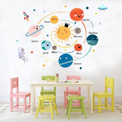 GLOBAL GRAPHICS Solar System Wall Decal, Educational Space Planets Sticker