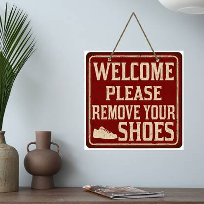 WEBELKART " Please Remove Your Shoes" Wood Wall hanging For Home , Office, Shop And Clinic