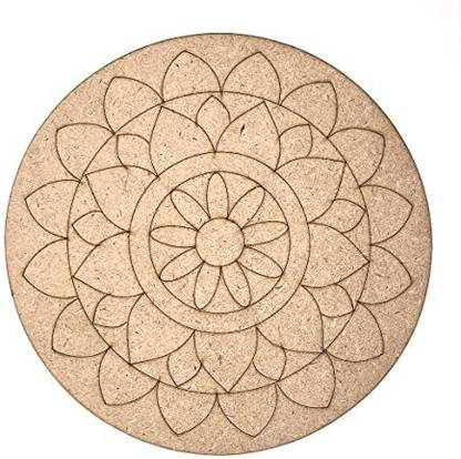 ADIKALA Engraved Mandala MDF Base for DIY | 8.INCH_ Pack of 6