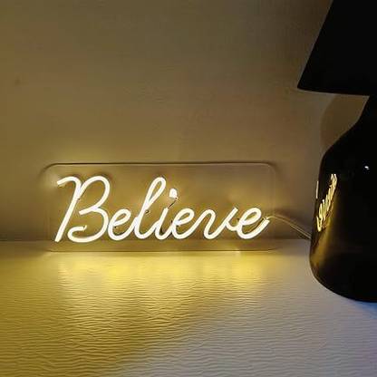 Impresion Believe LED Yellow Neon Light for Home Decorative(12 X 18 inch)