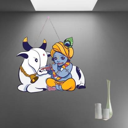 Luckyhandicra Little Krishna with cow wall hanger