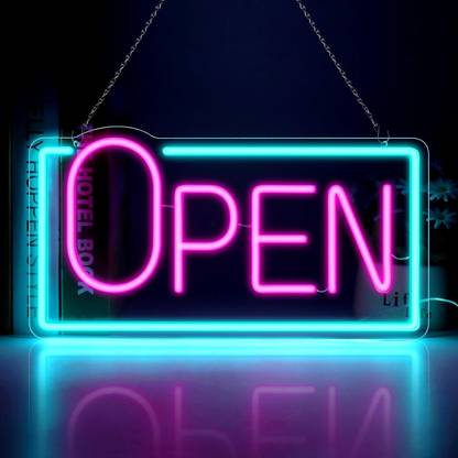 GG Decore Neon Open Signs for Business, 14''x 7'' Super Bright LED Open Sign Board