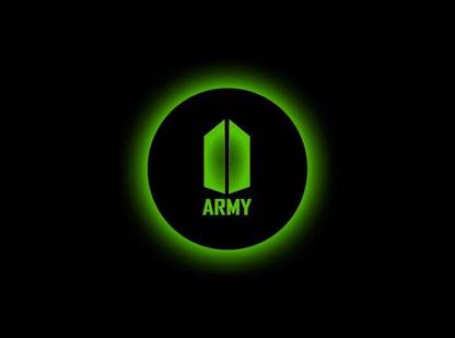 the unique hubb BTS ARMY-Backlit LED Logo Wooden LED LOGO | LED Wall Light | | 12x12 Inch