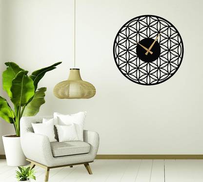 SHREE KRISHNA HANDICRAFTS Circular Wooden Wall Clock for Home Decor, Large Wall Clock,Natural Wooden Clock