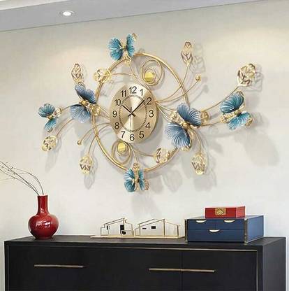 A K Handicraft Metal Large Butterfly Design Wall Clock Design Home Decor