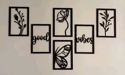A3 BOX Wooden Wall Decor Hangings Living Room, Bedroom, Kitchen, Office Pack of 6