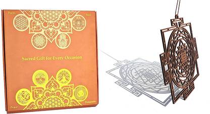 StepsToDo Sri Yantra (11.5 Inch) Wooden Sacred Geometry Art Wall Décor / Room Hanging