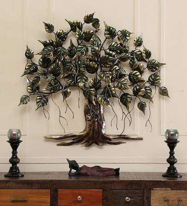 SMAART CRAAFTS Wall Décor Iron Bodhi Tree In Golden Wall Art