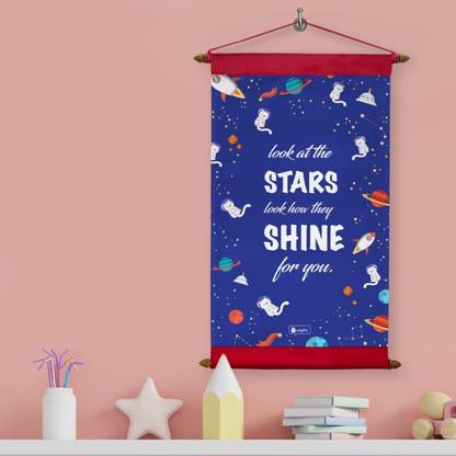 Indigifts Cat in Space And Text Printed Scroll Message Card 17x9.5 Inches,Scroll for Kids Room, Decoration Scroll, Scroll For Gift Purpose,Gifts For Kids, Cute Wall Hanging Gift For Home Decoration