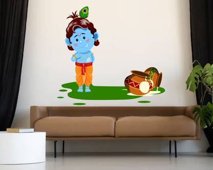 Art Creation Cute Little Kanha with Makhan Handi