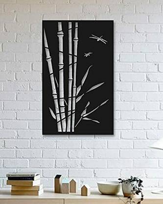 WOOZY WORK Bamboo Tree Wooden Wall Art Hanging Frame Bamboo Tree Design Wall Art