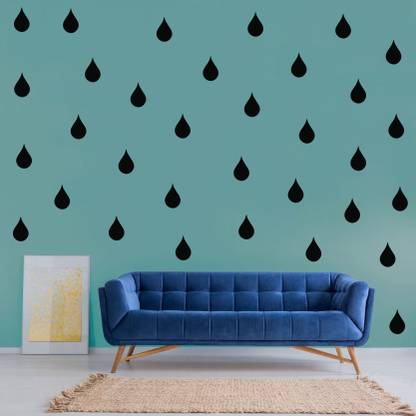 GLOBAL GRAPHICS Black Raindrop Wall Decor And Wall Sticker