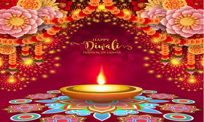 बैकड्रोपॉन Diwali Festival of Lights Design Printed Backdrop (5Feet Height & 8Feet width)