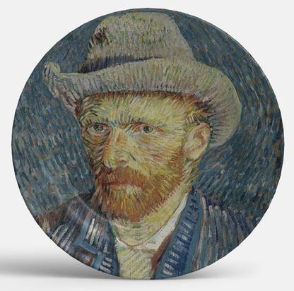 MAKEMYCLICK Van Gogh Potrait Design Print Hand Printed Terracotta Decorative Wall Plates
