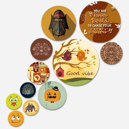 Kishucraft Positive Quotes Circle Wall Hanging Art Decoration Item for Home/Office (WH_C40) Pack of 11