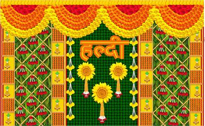Sanskriti Decorative Haldi Fabric Backdrop 5x8FT | Home Decor Fabric | Wedding Function
