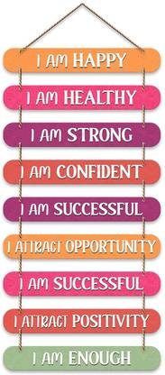Ghar Gallary Colorful MDF Wall Hanging with Positive Affirmations – Home Decor Quote Plaque
