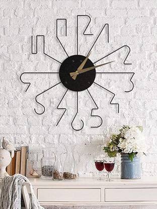 UNIQUE ADS MEDIA Unique Pattern Line Metal Wall Clock (Black, 1 X 1 ft )