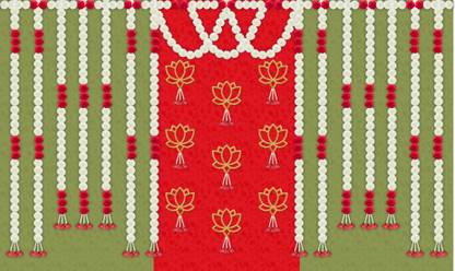Backdropon Hanging Flower with Lotus Design Printed Backdrop(5Feet Height & 8Feet width)