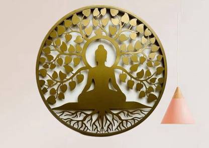 TrophyWalaa Buddha Metal Wall Art Backlit Buddha Metal 3D Wall Art with LED - 60 cm