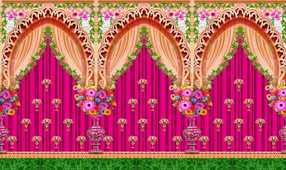 Backdropon Decorative Flower Design Printed Fabric Backdrop (5Feet Height & 8Feet width)