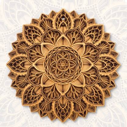 Gloridec Wooden 3D Mandala Wall Decore | Decorative Multi Layered Mandala Wall Art