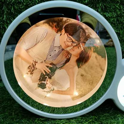 Magic of Gifts Magic Photo Frame with Clock Personalized Round Frames and Clocks for Bedroom