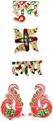 RUPALTTOYSBABA Fancy Decore Design Stone Work Subh Labh For Diwali Decoration Pack of 2