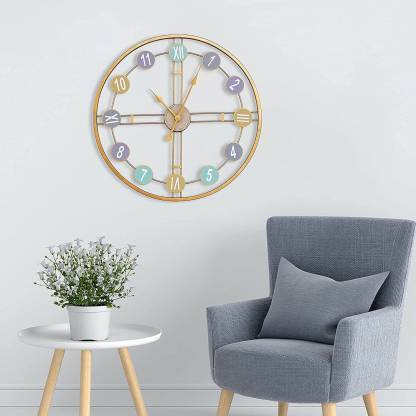 A Four Creation Latest Wall Clocks Non-Ticking Silent Metal Round Wall Hanging Clocks