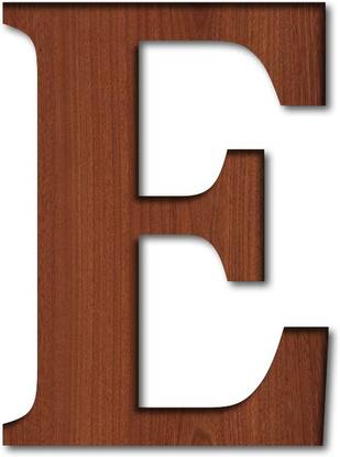 Chalk My Theme 9 Inch Large Wooden Letter E in Wood Brown Color