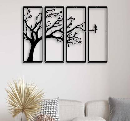 Lippan Wooden 3D 4 Pieces Tree Wall Art Panel Frame Pack of 4