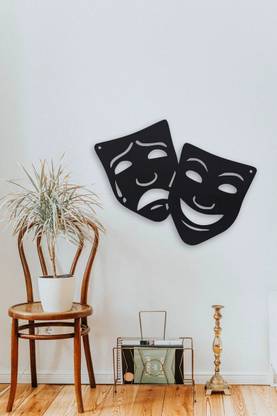 One Trade India Drama Theatre Masks Comedy Tragedy Motif Wood Wall Art Wooden Wall Hanging