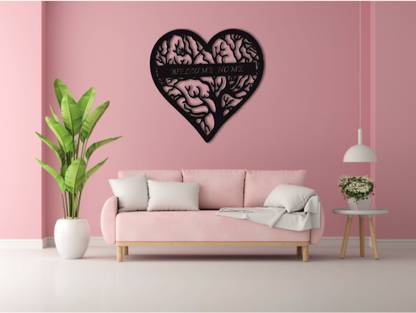 Sajosamaan 3D Heart Shape Welcome Home Wall Hanging Wall Decor | Wooden Wall Decorative