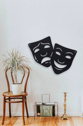 Fab Creations Drama Theatre Masks Comedy Tragedy Motif Wood Wall Art Modern Wall Sign Paanel