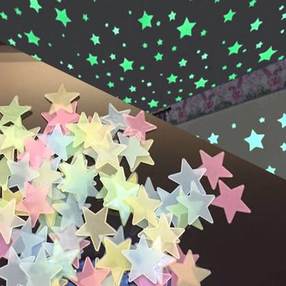 Richerbrand Glowing Stars for Room Ceiling Attractive Wall Sticker for Kids Bedroom,Birthday Pack of 50