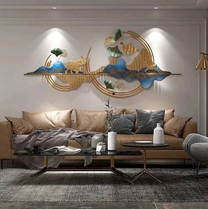 A K Handicraft 3D Creative Mountain with Elephant Hanging Metal Handmade Wall Sculptures