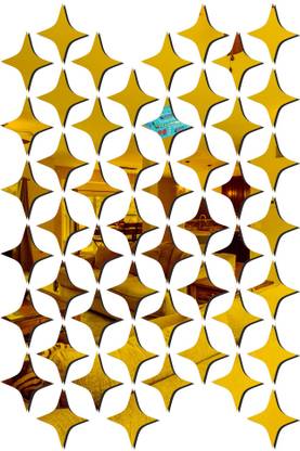 NookNest 45.72 cm NN-50 Star 4 Side Golden-834 Self Adhesive Sticker