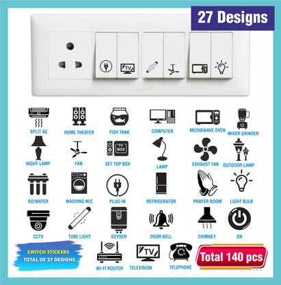 TILKOR 1.5 cm SWITCH STICKERS CLEAR A5 FOR ELECTRIC BOARD 27 DESIGN TOTAL 140 STICKERS