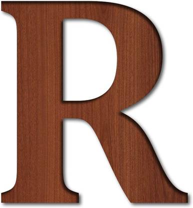 Chalk My Theme 9 Inch Large Wooden Letter R in Wood Brown Color