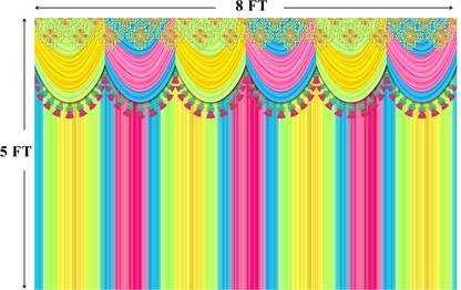 coolistic Mehendi Function (8FT-8FT) Backdrop Cloth for Mehendi Background Curtain